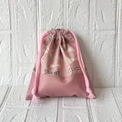 ハンドメイド C179 リボン くすみ 23×20 給食袋 コップ袋 巾着袋 入学 入園