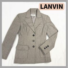LANVIN 千鳥格子 ツイードジャケット ダブル ウール 40 ブラック 