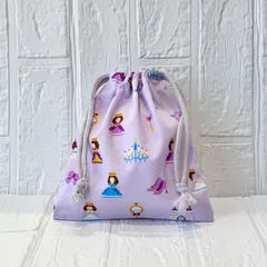 ハンドメイド C162 プリンセス パープル 20×18 給食袋 コップ袋 巾着袋 入学 入園