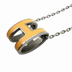 【中古】HERMES エルメス ポップアッシュ ネックレス Hロゴ メタル ゴールド金具 アイボリー ホワイト アクセサリー 定番 人気 プレゼント レディース 【ブランドギャラリー東心斎橋店】