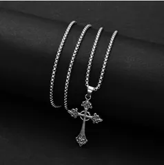 クロス 十字架 大きめ シルバー ロングネックレス 韓国ストリート y2k