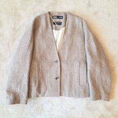 【ZARA × MANTECO】Wool Blend V-Neck Short Jacket XS / Premium Fabric / Greige / Short Length / Relaxed Fit