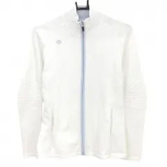 デサントゴルフ ニットジャケット 白×ライトブルー 肩ロゴ 中田英寿 レディース L ゴルフウェア DESCENTE