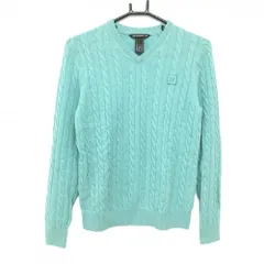 ゾーイ セーター ライトブルーグリーン Vネック カシミヤ ケーブル編み ニット レディース 38(M) ゴルフウェア ZOY