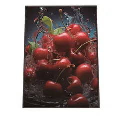 【A2サイズ（約42x59cm）】【lh-poster-1644】【フレーム付き】さくらんぼ チェリー ポスター フルーツスプラッシュ 水滴 果物 フレッシュカラフル 食べ物 インテリア