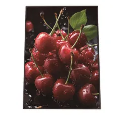 【B3サイズ（約36x51cm）】【lh-poster-1646】【フレーム付き】さくらんぼ チェリー ポスター フルーツスプラッシュ 水滴 果物 フレッシュカラフル 食べ物 インテリア