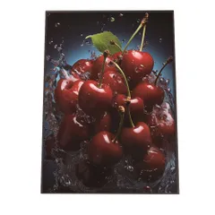 【B4サイズ（約25x36cm）】【lh-poster-1647】【フレーム付き】さくらんぼ チェリー ポスター フルーツスプラッシュ 水滴 果物 フレッシュカラフル 食べ物 インテリア