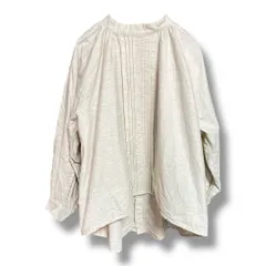 TUTIE ツチエ 長袖ブラウス バンドカラー コットン 綿 羽織り トップス ボリュームスリーブ ナチュラル レディース  サイズ79-87 ホワイト系 春 ゴーゴー古着 溝口店 2 No.K995