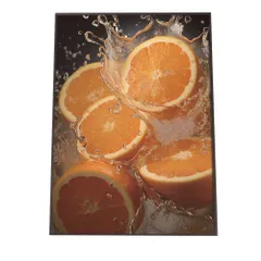 【A2サイズ（約42x59cm）】【lh-poster-1690】【フレーム付き】オレンジ みかん ポスター フルーツスプラッシュ 水滴 果物 フレッシュカラフル 食べ物 インテリア