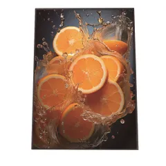 【A2サイズ（約42x59cm）】【lh-poster-1691】【フレーム付き】オレンジ みかん ポスター フルーツスプラッシュ 水滴 果物 フレッシュカラフル 食べ物 インテリア
