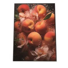 【A4サイズ（約21x30cm）】【lh-poster-1698】【フレーム付き】桃 ピーチ パイン パイナップル ポスター フルーツスプラッシュ 水滴 果物 フレッシュカラフル 食べ物 インテリア