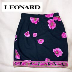 LEONARD レオナール 花柄 スカート トリム コットン 日本製 黒 - メルカリ