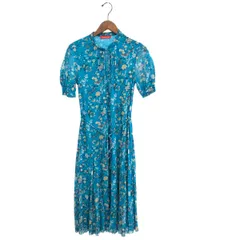 【美品】ヴィヴィアンタム　ワンピース　フリル　パワーネット　藍染め　42　XL 美品】ヴィヴィアンタム ワンピース フリル パワーネット 藍染め 42 XL