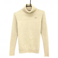 【超美品】キャロウェイ タートルネックセーター ベージュ ラメ ロゴ刺しゅう ニット レディース L ゴルフウェア 2023年モデル Callaway