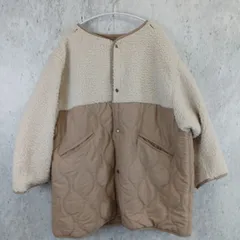 ボアキルティングジャケット マットタフタ×ボア切替 ショートコート レディース アウター 長袖 ベージュ◇〇