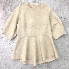 ur's ユアーズ ふくれ ジャガード ペプラム トップス グレージュ Lサイズ □〇のサムネイル