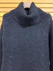 セオリー レディース ぼかしネイビー タートルネックニット ウールカシミア ニットワンピース 82-60-165