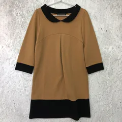 green label relaxing グリーンレベルリラクシング バイカラー ワンピース キャラメル/ブラック〇◇