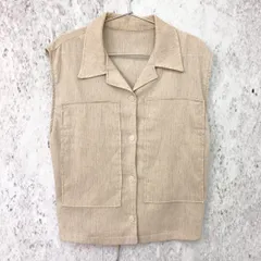 lawgy ラウジー ノースリーブ ブレンド シャツ ベスト ベージュ Fサイズ □〇☆