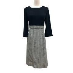 ZM1666 MICO COULIER 2ND NOLLEY'S ミコクリエ ノーリーズ 長袖ワンピース 黒×千鳥格子