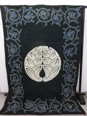 櫻妓　筒がき　古布 櫻妓 筒がき 古布 1871 筒描き 4幅 鳳凰 藍染 木綿 古布 明治〜