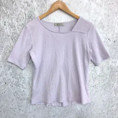 nano universe ナノ ユニバース アシンメトリー ハーフスリーブ リブ ニット ラベンダー色 Fサイズ 〇□