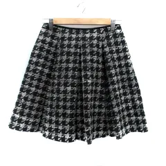 エニィスィス エニシス anySiS ボックスプリーツスカート ひざ丈 千鳥格子柄 3 L オフホワイト 黒 ブラック /HO31