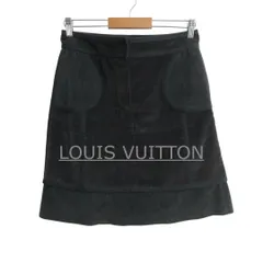 LOUIS VUITTON ルイヴィトン サイズ38 コーデュロイ 膝丈 台形 スカート コットン ブラウン×グレー レディース