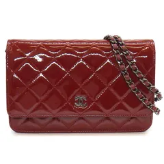 シャネル CHANEL ショルダーバッグ マトラッセ クラシック チェーンウォレット A33814 2014年製 レッド パテントレザー 【中古】