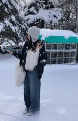 ポエト シャーリング ハット 帽子 ニット帽 アンダービィ グレー 冬 耳あて帽子 ぽにょん