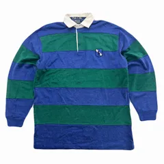 ポロ ラルフローレン ラガーシャツ 長袖 メンズ Mサイズ ブルー グリーン 青 緑 シンプル