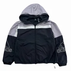 アディダス ナイロンジャケット レディース L パーカー 薄手 グレー ブラック 防寒 ウィンドブレーカー
