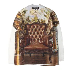 新品 COMME des GARCONS HOMME PLUS コムデギャルソン オムプリュス  ニット サイズ:S 24SS トロンプルイユ 転写 ローゲージ ポリ ニットセーター プルオーバー ホワイト ブラウン系 トップス ニットソー【メンズ】