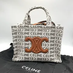 【未使用品】CELINE セリーヌ Small Cabas Tice スモール カバ タイス ハンドバッグ 19916 2FEF オフホワイト ブラウン テキスタイル ロゴ トリオンフ 2WAYバッグ 当店基準真贋確認済
