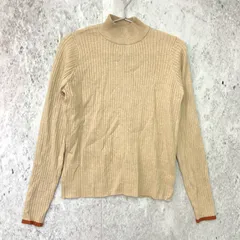 moment+ モーメントプラス ボトルネック 配色 ライン ワイド リブニット プルオーバー 12G ナチュラル Mサイズ 〇◇