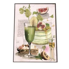 【B3サイズ（約36x51cm）】【lh-poster-2274】【フレーム付き】レストラン イラスト ポスター 手描き 手書き ワイン フランス料理 レトロ ビンテージ 古い