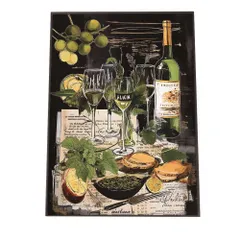 【B3サイズ（約36x51cm）】【lh-poster-2281】【フレーム付き】レストラン イラスト ポスター 手描き 手書き ワイン フランス料理 レトロ ビンテージ 古い