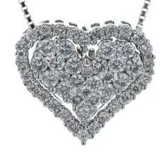 K18WG ホワイトゴールド ネックレス ダイヤモンド 0.75ct 2way オープン ハート パヴェ 44.5cm【新品仕上済】【zz】【中古】