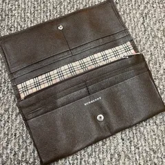 バーバリー 長財布 レザー フラップ ノバチェック　ブラウン　管理番号SB405