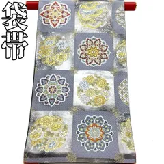 【着物と帯 時流】F251007t◆正絹 袋帯◆ブルーグレー 六通 華紋 美品