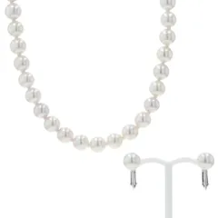 SILVER シルバー ネックレス イヤリング 2点セット 花珠落ちアコヤ真珠6.8mm/7.1mm フォーマル 42cm【新品仕上済】【zz】【中古】