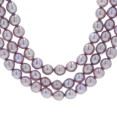 TASAKI タサキ SILVER シルバー ネックレス 着色淡水真珠 6.2mm パープル系 3連 クラスプ  63cm【新品仕上済】【zz】【中古】