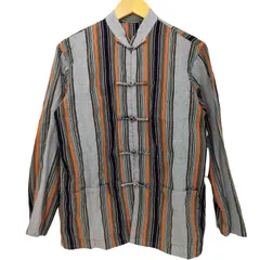 ユーズドフルギ USED古着 マルチカラーストライプ チャイナシャツ メンズ 表記無