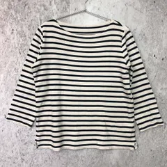 無印良品 ボートネック ボーダー 7分袖 カットソー ホワイト Lサイズ 〇□