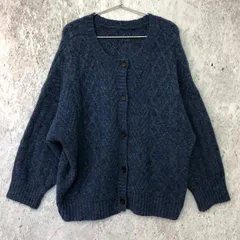 Samansa Mos2 サマンサモスモス ウール 混 クルー ネック ニット カーディガン ブルー Fサイズ ◇〇