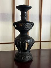 シ*バ様 「青銅製 象耳（獣耳）饕餮文（とうてつもん）花瓶・飾壺