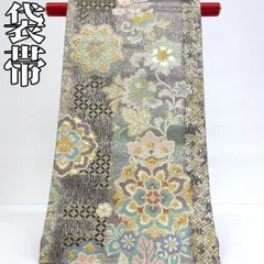 【着物と帯 時流】F251002t◆正絹 袋帯◆華紋 ゴールド 紫 六通