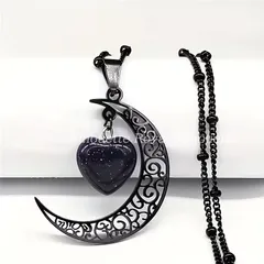 ネックレス ペンダント 月 ムーン ハート ゴールドカラー ブラック シルバーカラー 銀色  可愛い 個性的 レディース ジュエリー 大人かわいい デイリー ガーリー ゴシック イベント パーティー