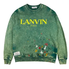 良品★LANVIN×GALLERY DEPT.★ランバン×ギャラリーデプト・コラボ ブランドロゴプリント ペイント ヴィンテージ加工 プルオーバー スウェット トレーナー(S/オーバーサイズ仕立て)ユニセックス イタリア製 カジュアル 冬物
