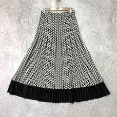 GRL グレイル 幾何学柄 プリーツ 切替 フレア ロング スカート ブラック ホワイト Mサイズ 〇◇